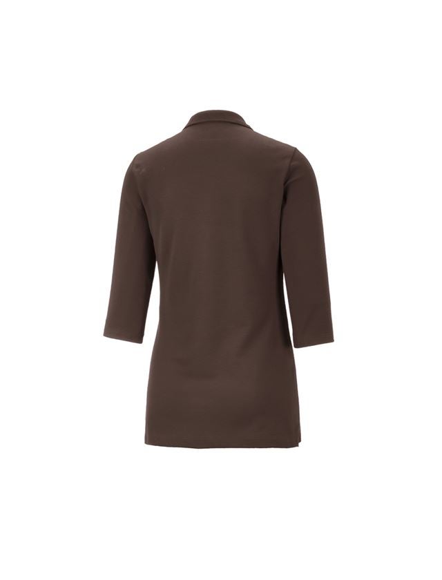 T-Shirts, Pullover & Skjorter: e.s. Pique-Polo 3/4-ærme cotton stretch, damer + kastanje 1
