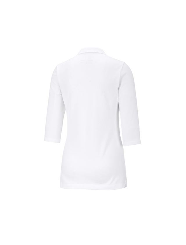 T-Shirts, Pullover & Skjorter: e.s. Pique-Polo 3/4-ærme cotton stretch, damer + hvid 1