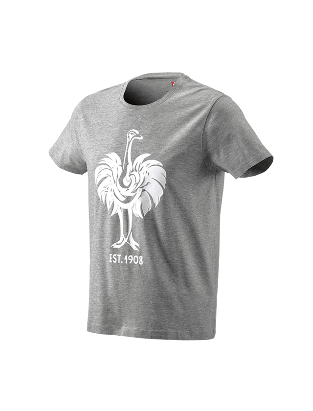 T-Shirts, Pullover & Skjorter: e.s. T-shirt 1908 + gråmeleret/hvid