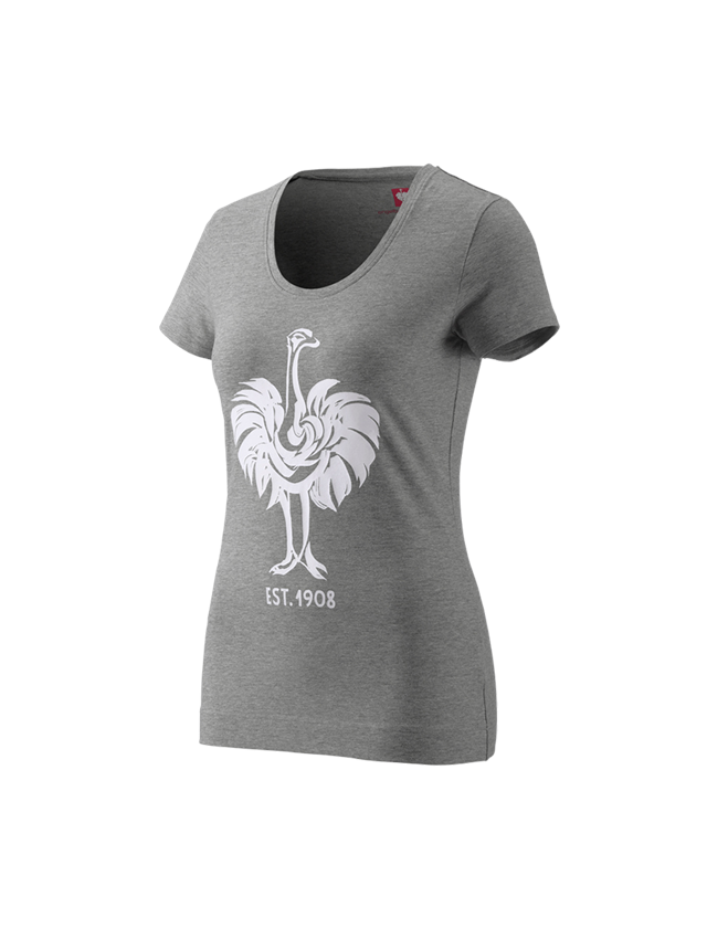 Shirts, Pullover & more: e.s. T-shirt 1908, ladies' + grey melange/white