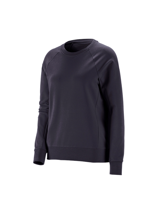 T-Shirts, Pullover & Skjorter: e.s. Sweatshirt cotton stretch, damer + mørkeblå