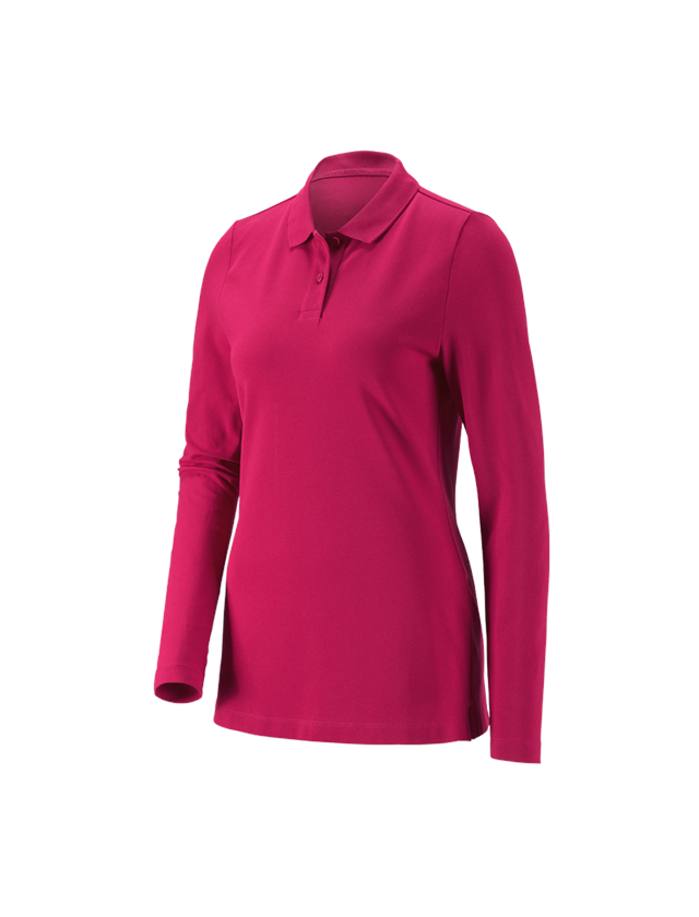 T-Shirts, Pullover & Skjorter: e.s. Pique-Polo longsleeve cotton stretch,damer + bær