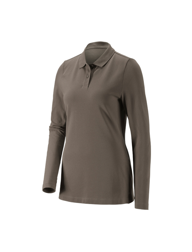 T-Shirts, Pullover & Skjorter: e.s. Pique-Polo longsleeve cotton stretch,damer + sten