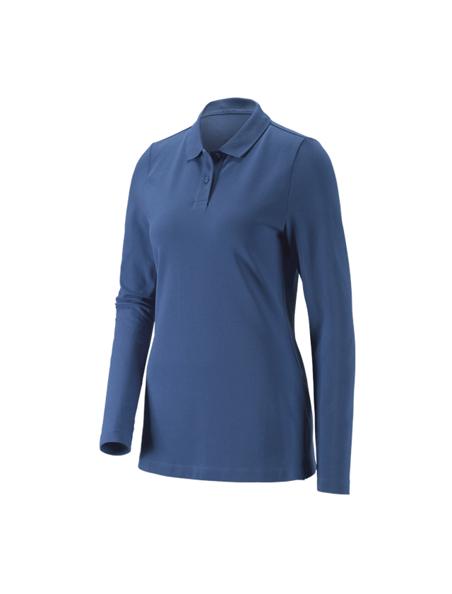 T-Shirts, Pullover & Skjorter: e.s. Pique-Polo longsleeve cotton stretch,damer + kobolt