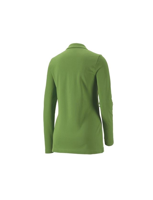 T-Shirts, Pullover & Skjorter: e.s. Pique-Polo longsleeve cotton stretch,damer + havgrøn 1