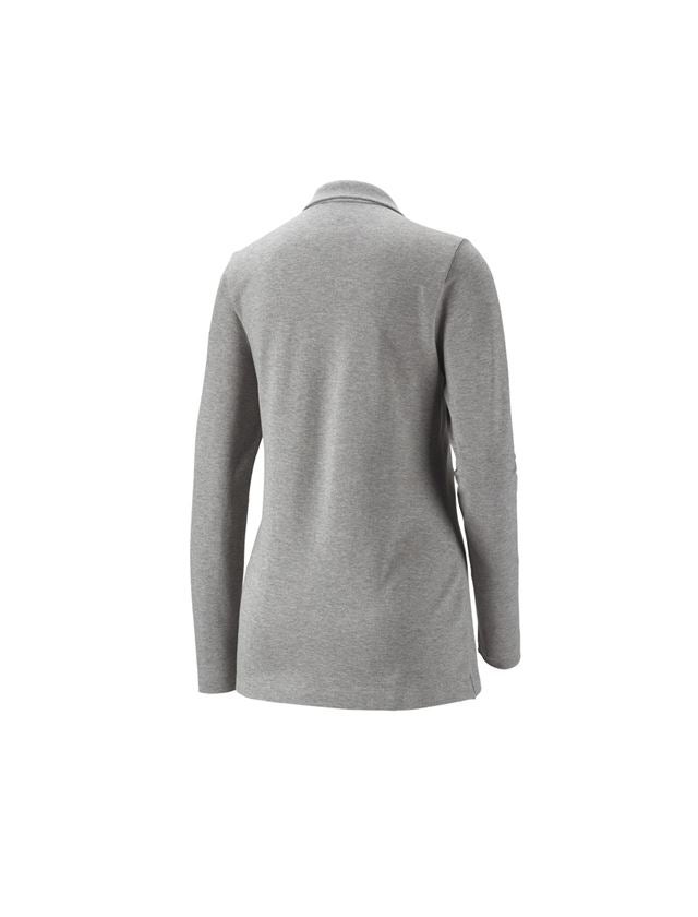 T-Shirts, Pullover & Skjorter: e.s. Pique-Polo longsleeve cotton stretch,damer + gråmeleret 1