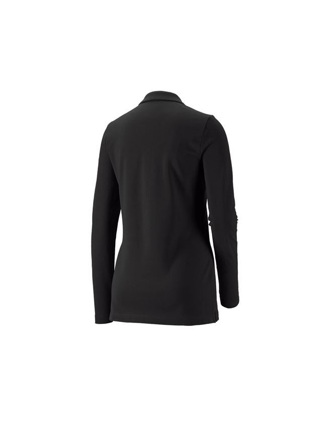 T-Shirts, Pullover & Skjorter: e.s. Pique-Polo longsleeve cotton stretch,damer + sort 1