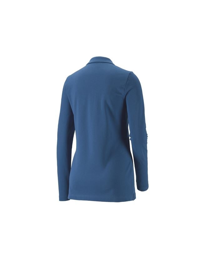 T-Shirts, Pullover & Skjorter: e.s. Pique-Polo longsleeve cotton stretch,damer + kobolt 1