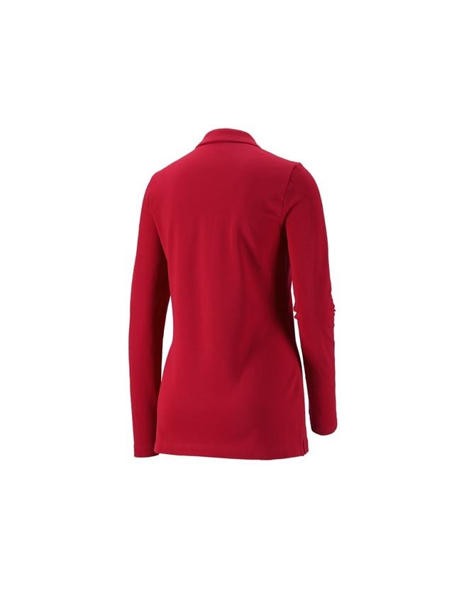 Topics: e.s. Pique-Polo longsleeve cotton stretch,ladies' + fiery red 1