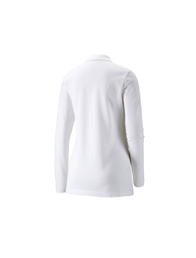 T-Shirts, Pullover & Skjorter: e.s. Pique-Polo longsleeve cotton stretch,damer + hvid 1