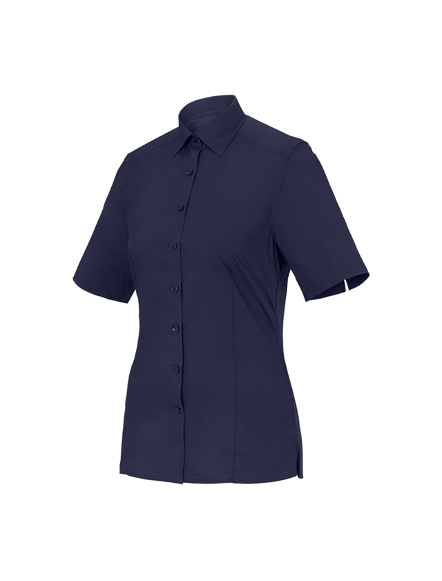 T-Shirts, Pullover & Skjorter: Businessbluse e.s.comfort, kortærmet + mørkeblå