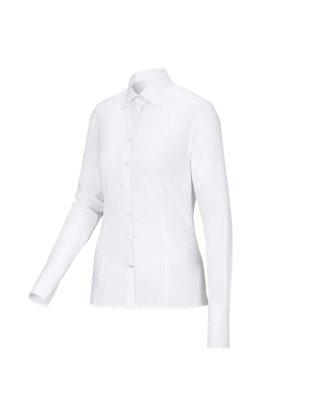 T-Shirts, Pullover & Skjorter: Businessbluse e.s.comfort, langærmet + hvid