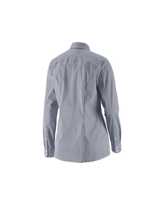 T-Shirts, Pullover & Skjorter: e.s. Businessbluse cotton stretch dam. regular fit + mørkeblå ternet 1