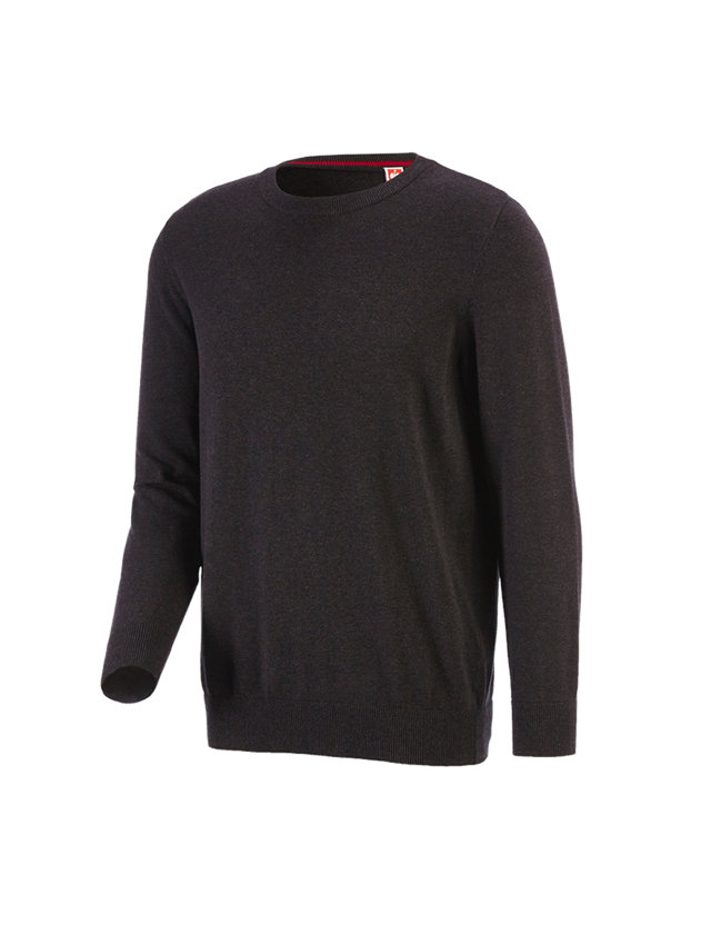 T-Shirts, Pullover & Skjorter: e.s. strikpullover, rund hals + brun melange