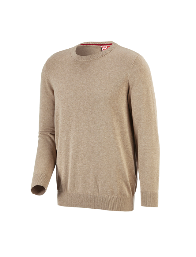 T-Shirts, Pullover & Skjorter: e.s. strikpullover, rund hals + kaki melange