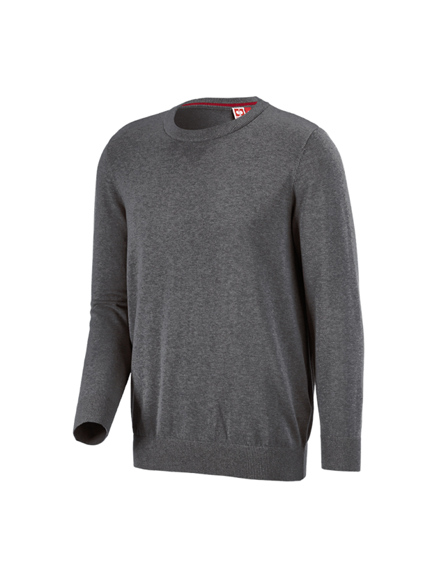 T-Shirts, Pullover & Skjorter: e.s. strikpullover, rund hals + antracit melange