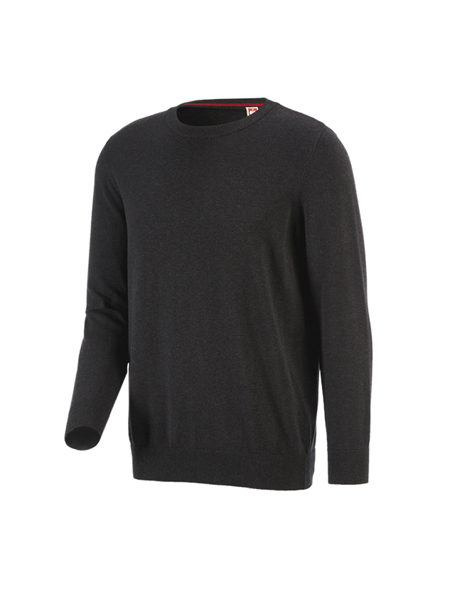 T-Shirts, Pullover & Skjorter: e.s. strikpullover, rund hals + grafit melange