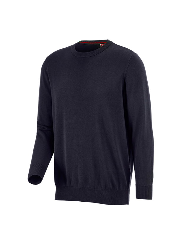 T-Shirts, Pullover & Skjorter: e.s. strikpullover, rund hals + mørkeblå