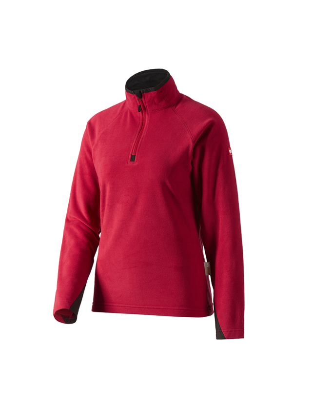 Kulde: Dame-microfleece trøje, høj krave dryplexx® micro + rød 1