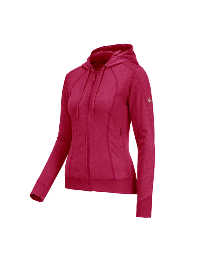 Topics: e.s. Functional hooded jacket stripe, ladies' + berry