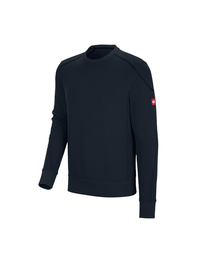 T-Shirts, Pullover & Skjorter: Sweatshirt cotton slub e.s.roughtough + natblå 1