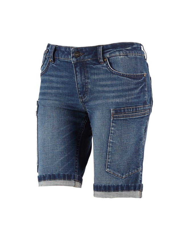 Arbejdsbukser: e.s. jeans shorts med 7 lommer, damer + stonewashed