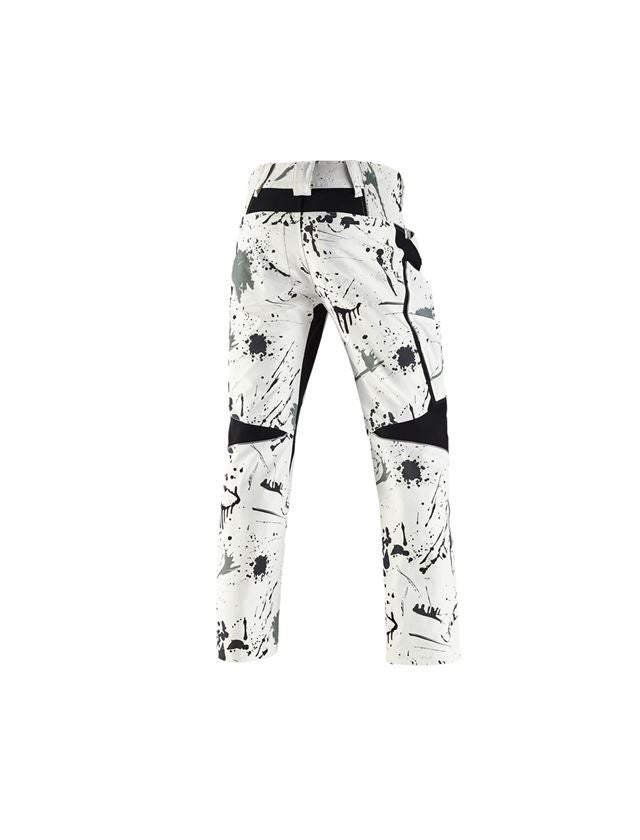 Work Trousers: e.s. Stretch cargo trousers Painter + white/black 3