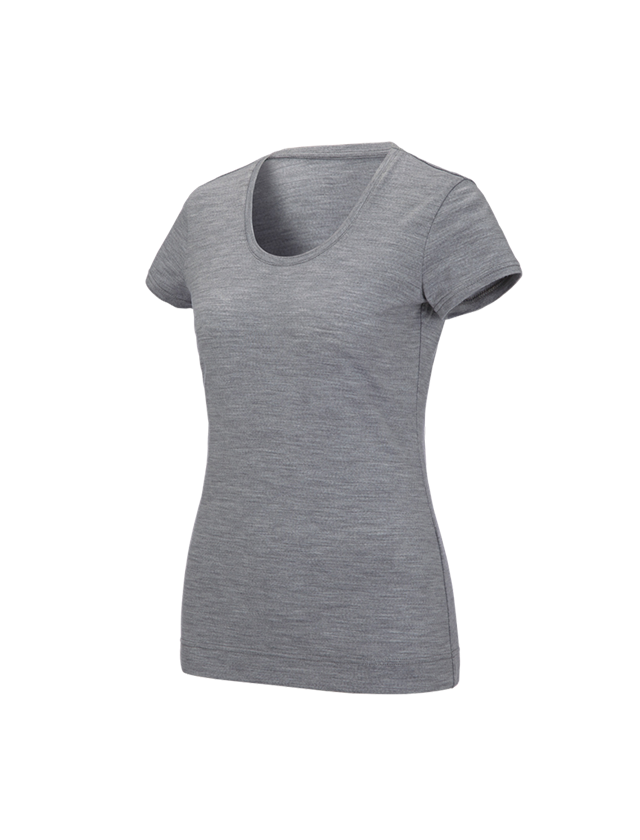 Topics: e.s. T-shirt Merino light, ladies' + grey melange
