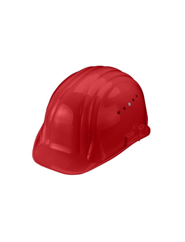 Hard Hats: Safety helmet Baumeister, 6-point, rotary fastener + red