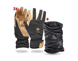 3x Assembly winter gloves+ e.s. Multifunct. scarf