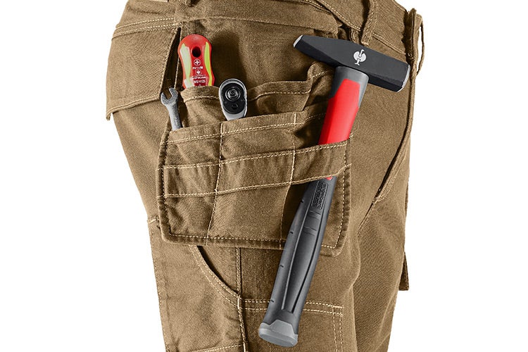 Strauss´ arbejdsbukser med integreret hammerløkke, som f.eks. Holster-bukserne e.s. vintage af solidt lærredsstof