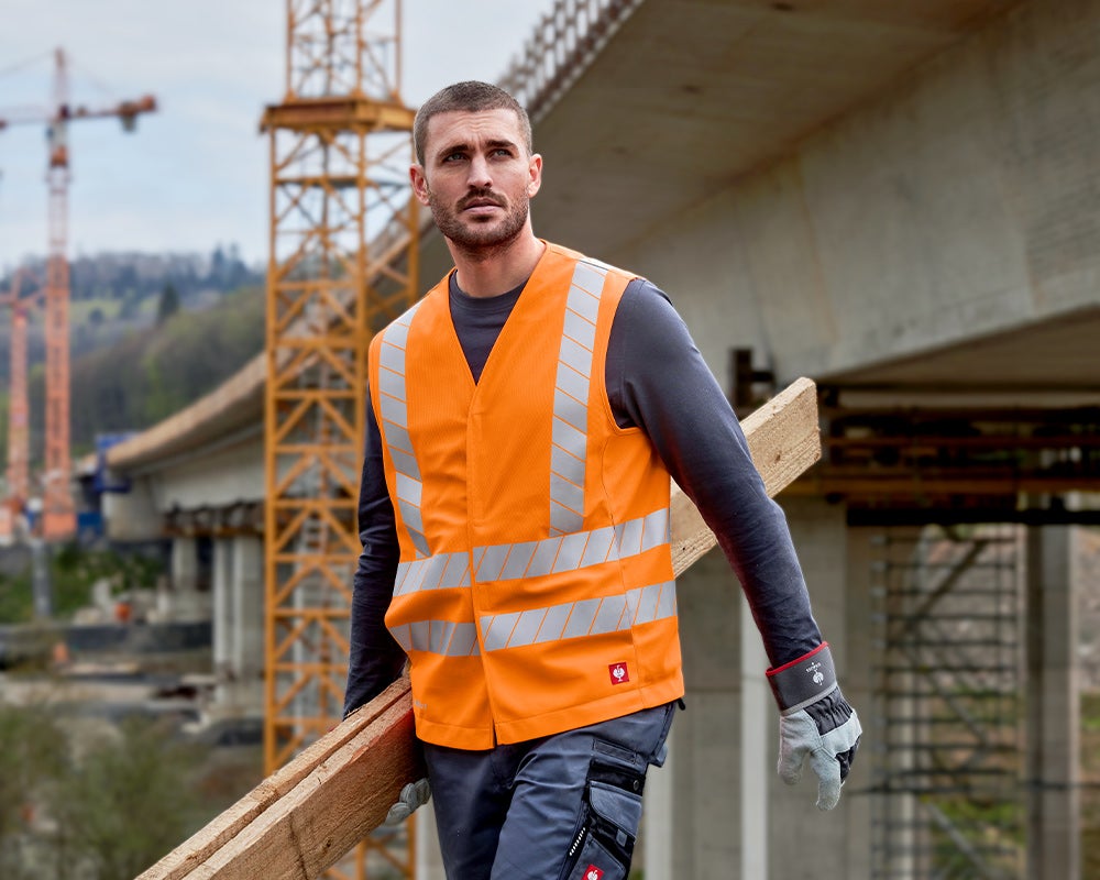 Advarselsvest, uni i signalorange til herrer
